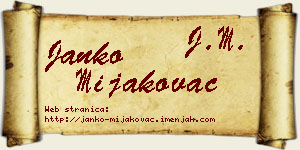 Janko Mijakovac vizit kartica